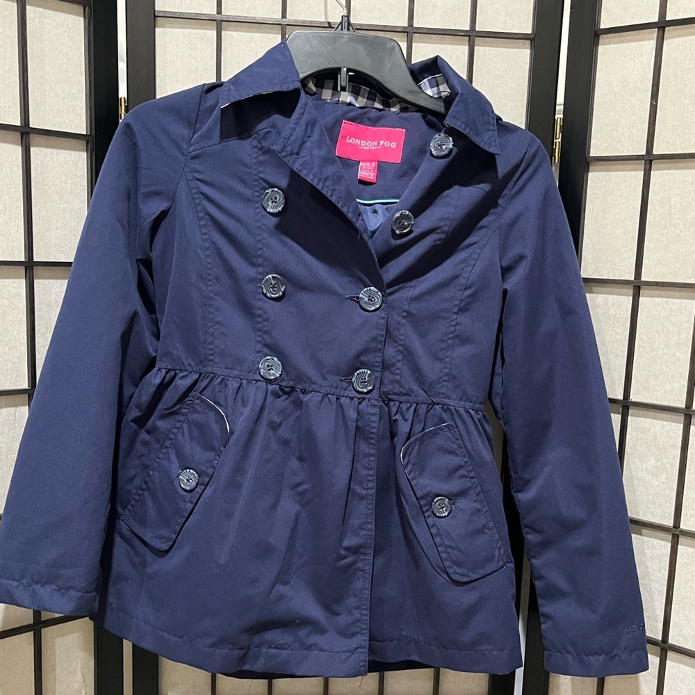 London Fog Kids Dark Blue WINDBREAKER, RAIN COAT, SIZE M 10–12